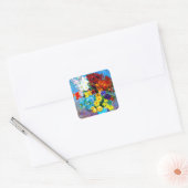 Van Gogh Flowers in een Blue Vase Vierkante Sticker (Envelop)