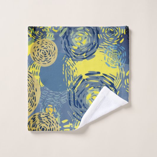 Van Gogh geïnspireerd blauw en geel Bad Handdoek (Wasdoekje)