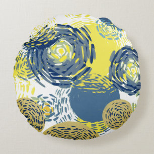 Van Gogh geïnspireerd blauw, geel, Sierkussen Rond Kussen