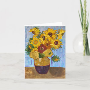 Van Gogh geïnspireerde zonnebloembriefkaart Notitiekaartje