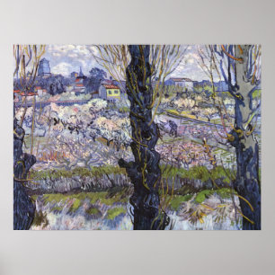 Van Gogh Gezicht op Arles Bloeiende boomgaarden Ku Poster