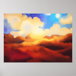 Van Gogh Grass Field en Mooi landschap Poster