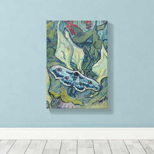 Van Gogh Great Peacock Moth Canvas Afdruk (Insitu (Houten vloer))