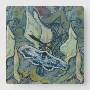 Van Gogh  Great Peacock Moth Vierkante Klok