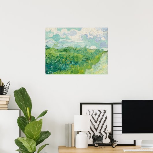 Van Gogh Green Wheat Fields Old Art Poster (Thuiskantoor)