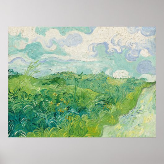Van Gogh Green Wheat Fields Old Art Poster (Voorkant)