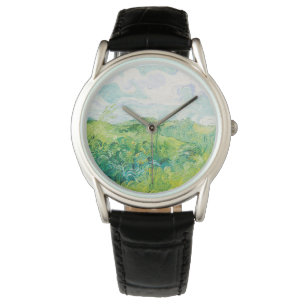 Van Gogh. Groene Wheat Fields auvers. Impressionis Horloge