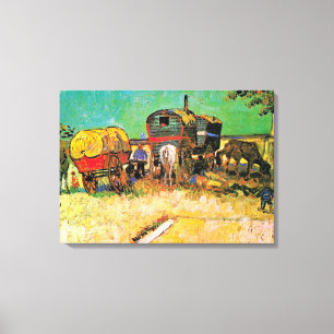 Van Gogh - Gypsy Camp met Horse Dray Canvas Afdruk