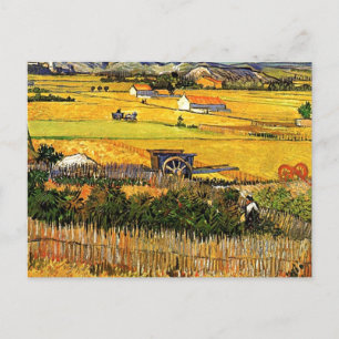 Van Gogh - Harvest in La Crau met Montmajour, Briefkaart