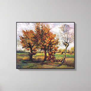 Van Gogh - Herfstlandschap met vier bomen Canvas Afdruk