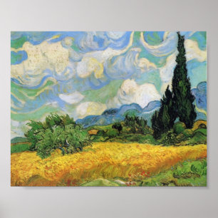 Van Gogh - het Gebied van de Tarwe met Cipressen Poster