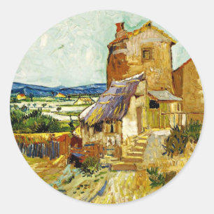 Van Gogh - Het oude molen Ornament Ronde Sticker