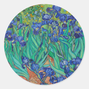 Van Gogh Iopen. Blauwe florale  impressionisme Ronde Sticker