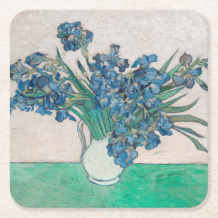 Van Gogh Iris Vaas Schilderij Impressionisme Vierkante Kartonnen Onderzetter