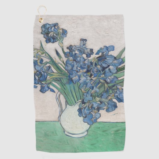 Van Gogh Iris Vase Schilderend Impressionisme Golfhanddoek (Voorkant)