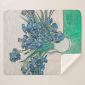 Van Gogh Iris Vase Schilderend Impressionisme Sherpa Deken (Voorkant (horizontaal))