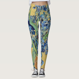 Van Gogh Irise Vase Blue Floral Bouquet Painting Leggings