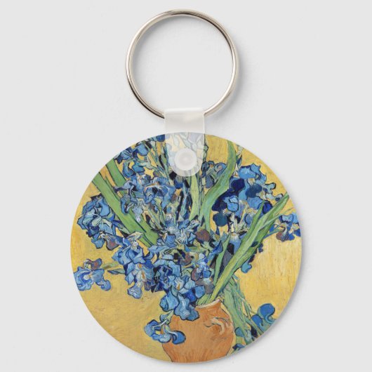 Van Gogh Irise Vase Blue Flowers Art Sleutelhanger (Voorkant)
