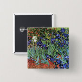 Van Gogh Irises (F608)  Fine Art Vierkante Button 5,1 Cm (Voorkant /achterkant)