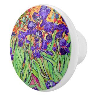Van Gogh Irises in St. Remy,  Teal Keramische Knop
