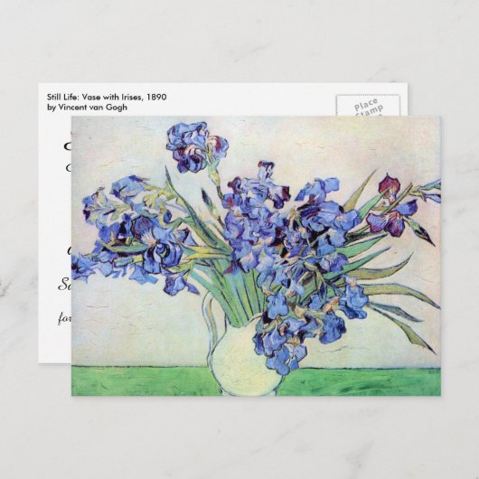 Van Gogh Irises met Vase,  sparen de Datum Aankondigingskaart (Voorkant / Achterkant)