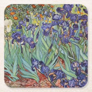 Van Gogh Irissen Impressionistisch Schilderij Vierkante Kartonnen Onderzetter