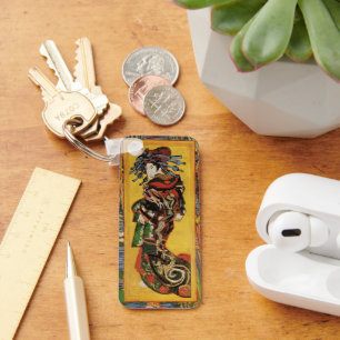 Van Gogh Japanse Courtisane Oiran Klassiek Portret Sleutelhanger