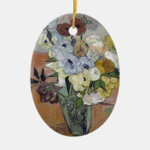 Van Gogh Japanse Vase met Rozen en annemonen Keramisch Ornament