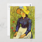 Van Gogh, jonge boerenvrouw met stro-Pet Briefkaart (Voorkant / Achterkant)