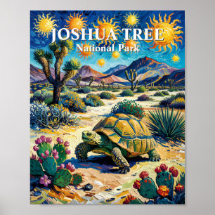 Van Gogh Joshua Tree Wildlife Schildpad Kleurrijk Poster