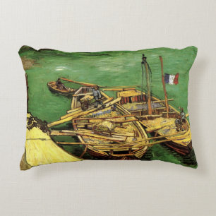 Van Gogh-kade met mannen die zandboten lossen Accent Kussen