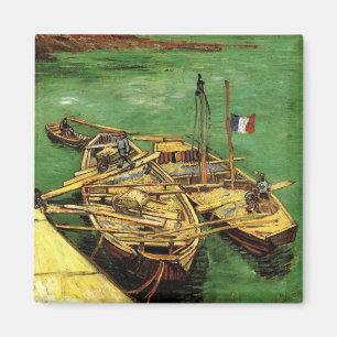 Van Gogh kade met mannen die zandboten lossen Magneet