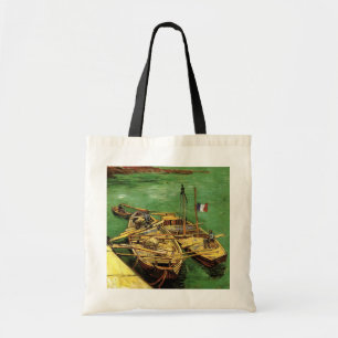 Van Gogh-kade met mannen die zandboten lossen Tote Bag