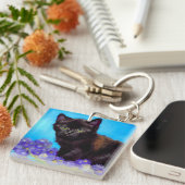 Van Gogh Kat en Bloemen Sleutelhanger (Voorkant Rechts)