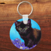 Van Gogh Kat en Bloemen Sleutelhanger (Voorkant)
