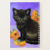 Van Gogh Kitten noir avec des tournesols (Dos)