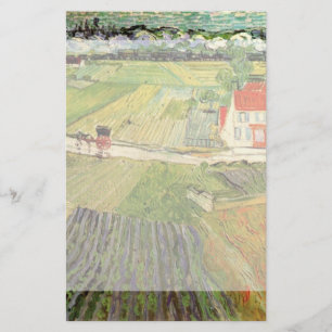 Van Gogh Landscape Carriage and Train, Fine Art Briefpapier