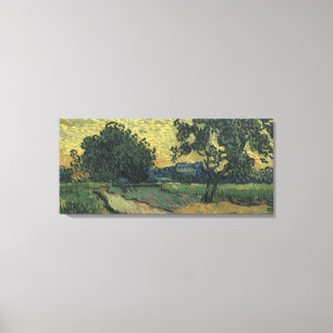 Van Gogh Landschap bij schemering Canvas Afdruk