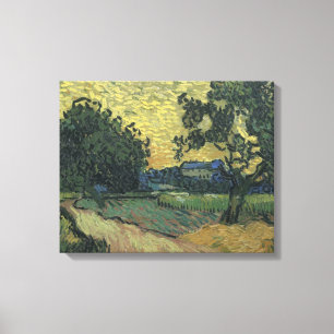 Van Gogh Landschap bij schemering Canvas Afdruk