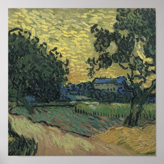 Van Gogh Landschap bij schemering Poster (Voorkant)