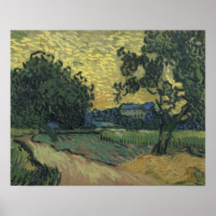 Van Gogh Landschap bij schemering Poster
