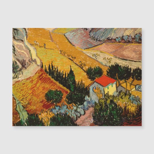 Van Gogh - Landschap House Plowman Magnetic Kaart (Voorkant)