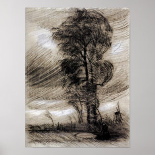 Van Gogh - Landschap in Stormy Weather Poster