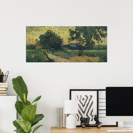 Van Gogh Landschap in Twilight Poster (Thuiskantoor)