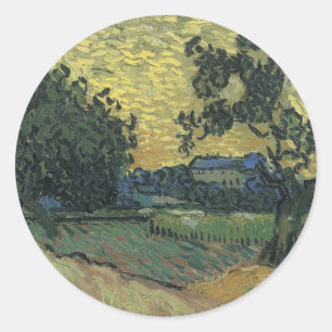 Van Gogh Landschap in Twilight Ronde Sticker