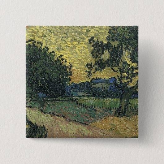 Van Gogh Landschap in Twilight Vierkante Button 5,1 Cm (Voorkant)