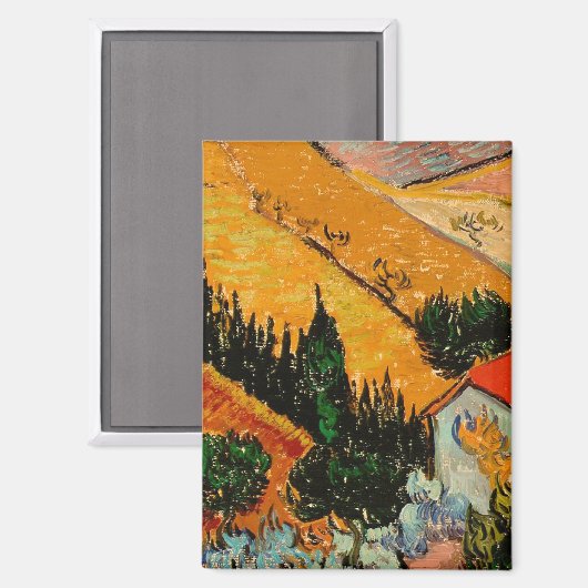 Van Gogh - Landschap met huizen en ploegen Magneet (Voorkant / Achterkant)