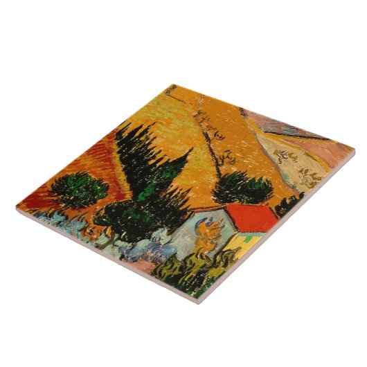 Van Gogh - Landschap met huizen en ploegen Tegeltje (Zijkant)