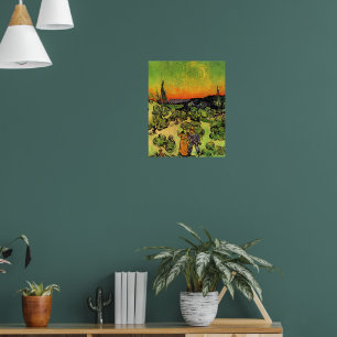 Van Gogh - Landschap met wandelend paar Poster