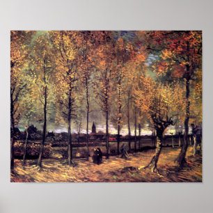 Van Gogh - Lane met poplars Poster